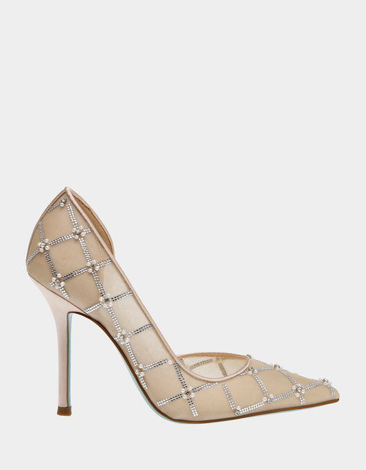 CRUZE NUDE Pointed Toe Mesh Heel | Betsey Johnson Top Pick