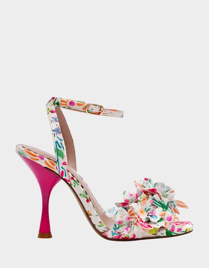 HILLEY NATURAL FLORAL MULTI Women's Floral High Heel Stiletto Sandal | Betsey Johnson Deals