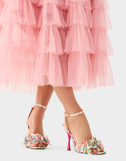 HILLEY NATURAL FLORAL MULTI Women's Floral High Heel Stiletto Sandal | Betsey Johnson Deals