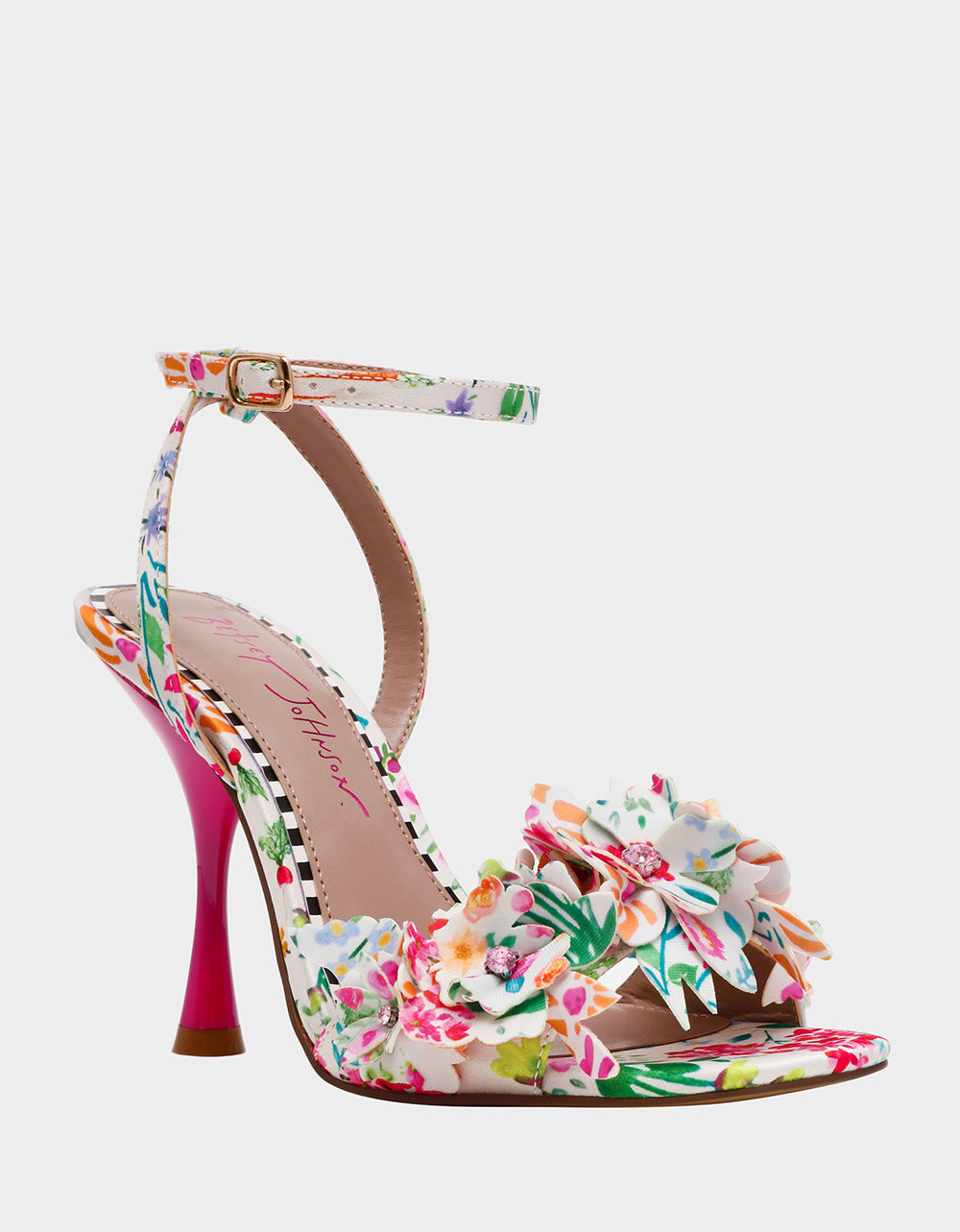 HILLEY NATURAL FLORAL MULTI Women's Floral High Heel Stiletto Sandal | Betsey Johnson Deals
