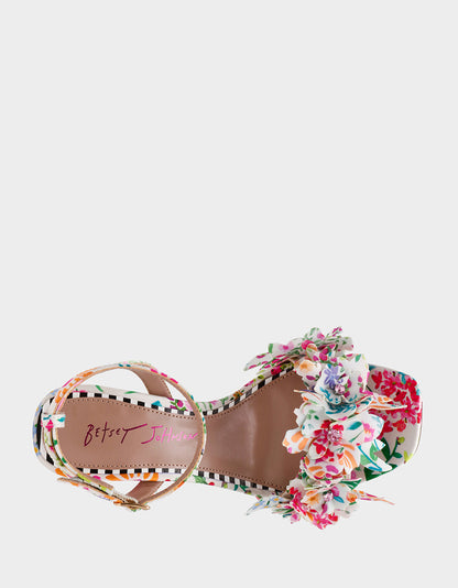 HILLEY NATURAL FLORAL MULTI Women's Floral High Heel Stiletto Sandal | Betsey Johnson Deals