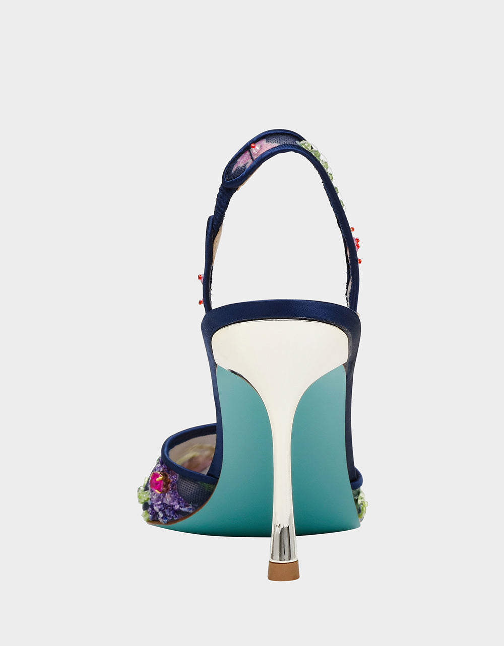 VELMA NAVY MULTI Pointed-Toe Stiletto Pump Mesh Heel | Betsey Johnson Quality