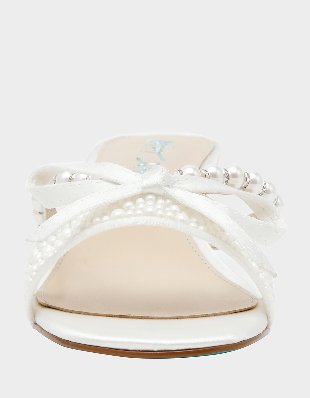 MANDY PEARL Women's Strappy Pearl Embellished Kitten Heel | Betsey Johnson Value