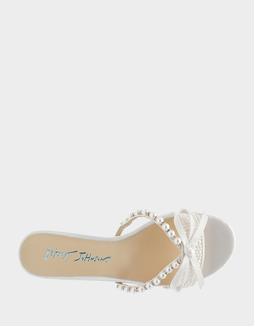 MANDY PEARL Women's Strappy Pearl Embellished Kitten Heel | Betsey Johnson Value