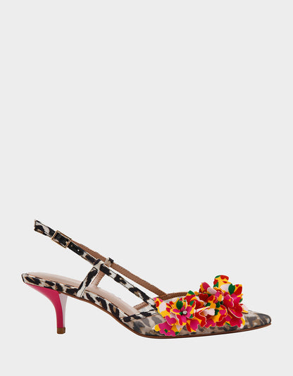 BAYLEE LEOPARD MULTI Women's Leopard Floral Slingback Kitten Heel | Betsey Johnson Hot Sale