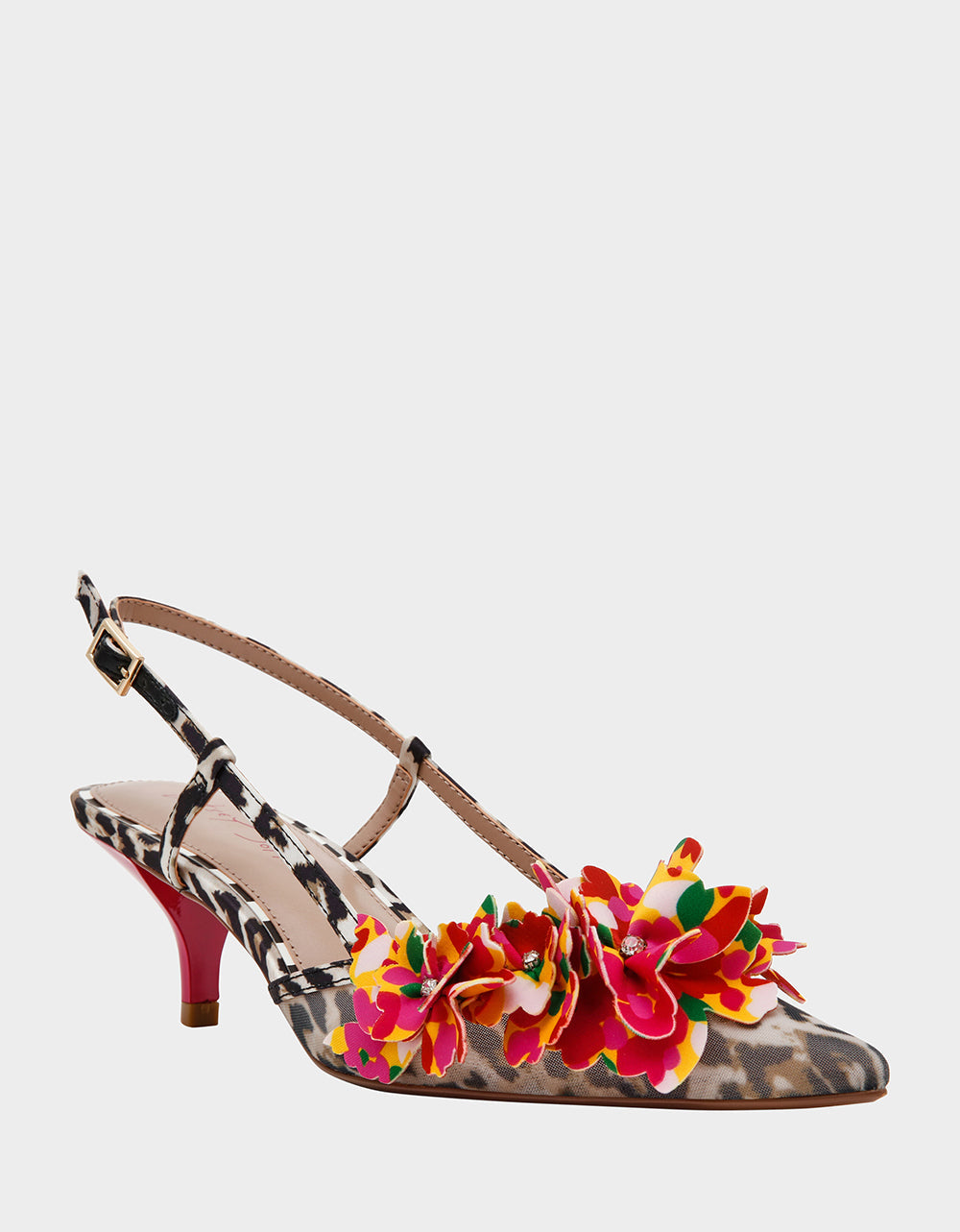 BAYLEE LEOPARD MULTI Women's Leopard Floral Slingback Kitten Heel | Betsey Johnson Hot Sale