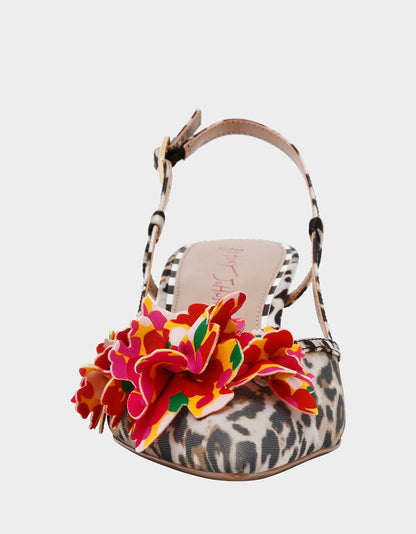 BAYLEE LEOPARD MULTI Women's Leopard Floral Slingback Kitten Heel | Betsey Johnson Hot Sale