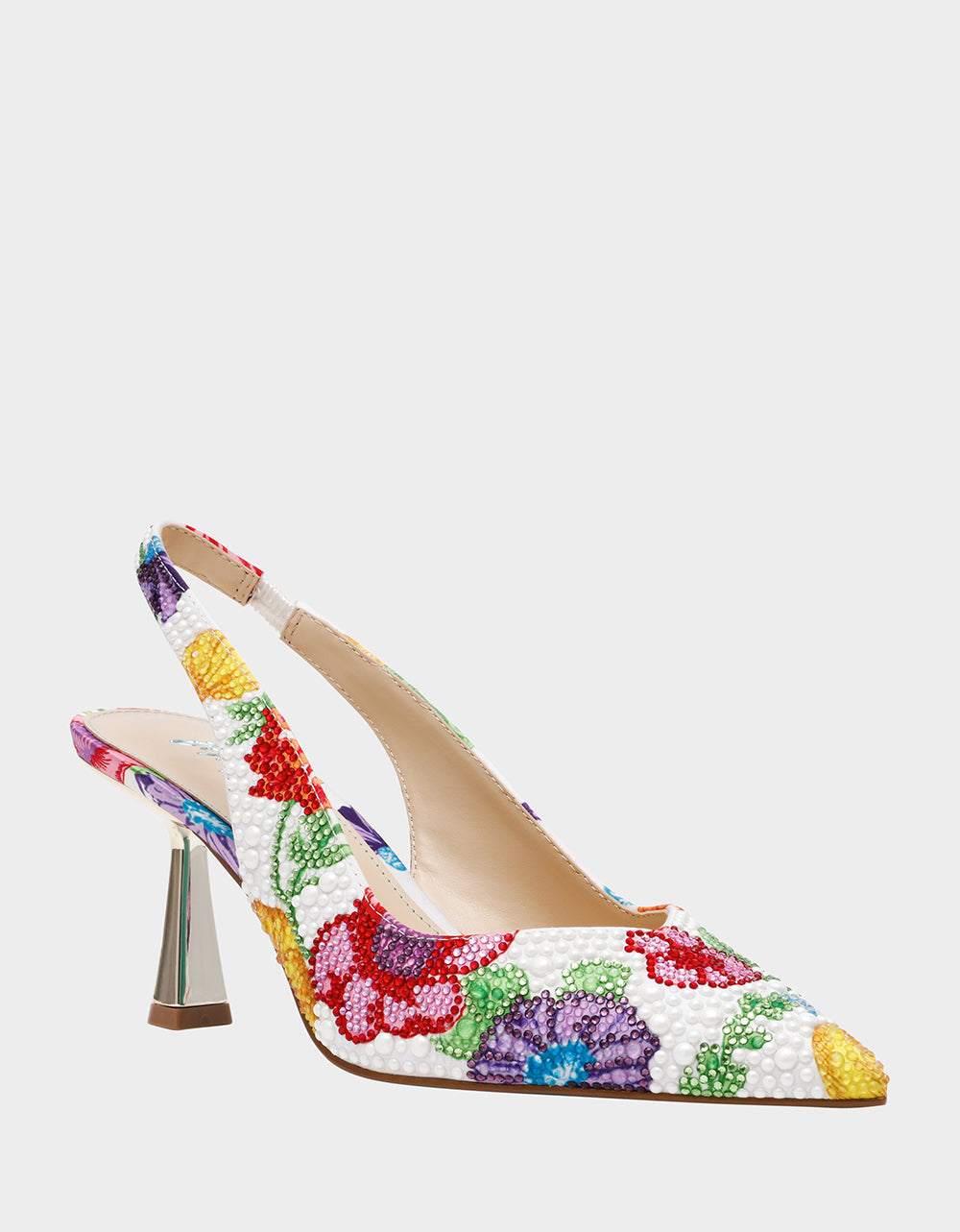 CLARK BRIGHT MULTI Women's Rhinestone Floral Heel | Betsey Johnson Deals