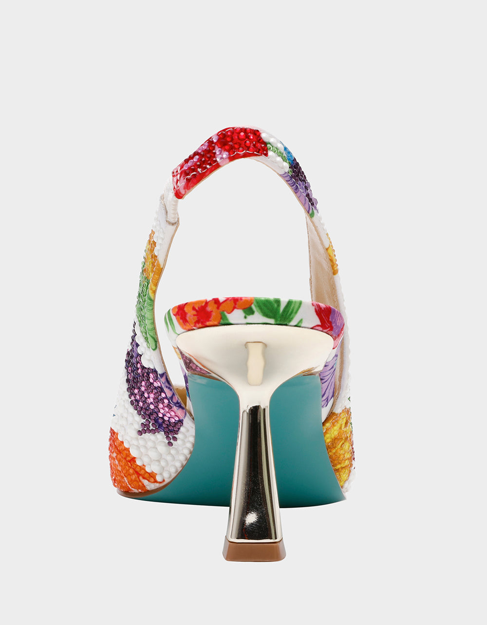 CLARK BRIGHT MULTI Women's Rhinestone Floral Heel | Betsey Johnson Deals