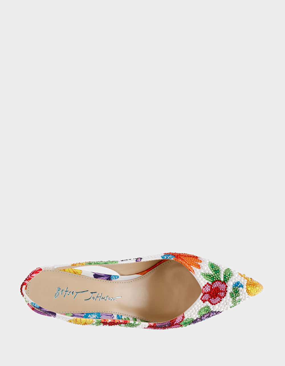 CLARK BRIGHT MULTI Women's Rhinestone Floral Heel | Betsey Johnson Deals