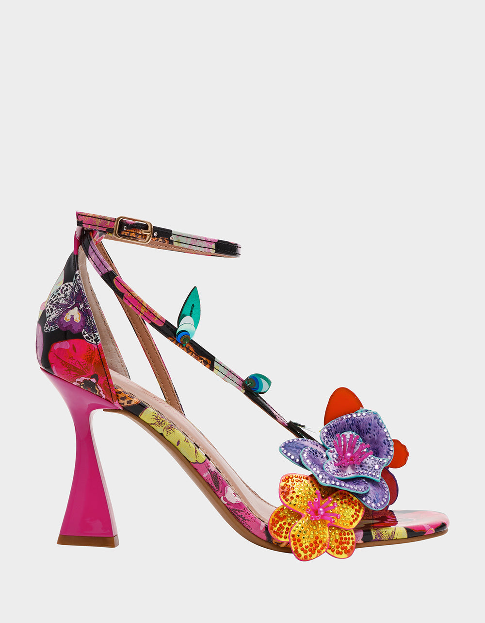 CAMILE BLACK MULTI Women's Floral Butterfly Rhinestone High Heel | Betsey Johnson Hot Sale
