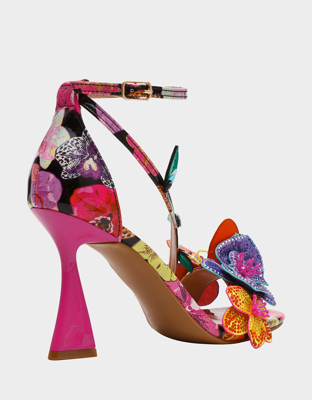 CAMILE BLACK MULTI Women's Floral Butterfly Rhinestone High Heel | Betsey Johnson Hot Sale
