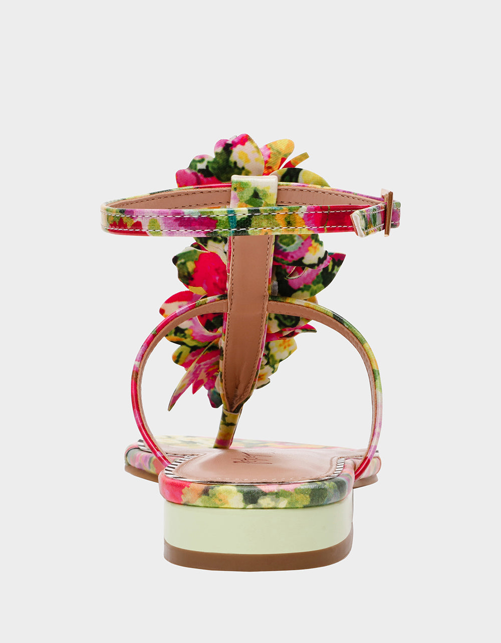 KENEDY GREENN FLORAL MULTI Women's Flat Pink and Green Floral Sandal | Betsey Johnson Quality