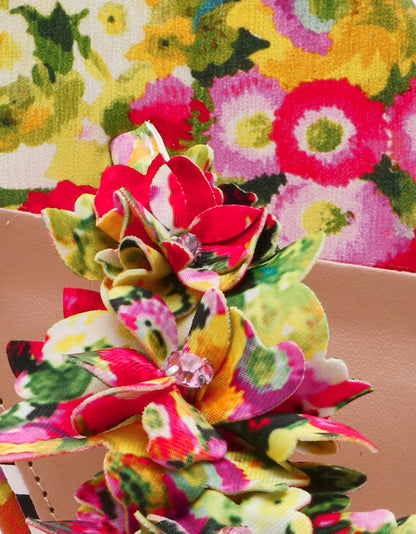 KENEDY GREENN FLORAL MULTI Women's Flat Pink and Green Floral Sandal | Betsey Johnson Quality