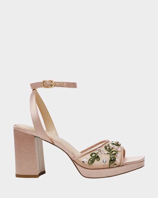 KIRRA NUDE Platform Strappy Square-Toe Block Heel | Betsey Johnson Customer Favorite