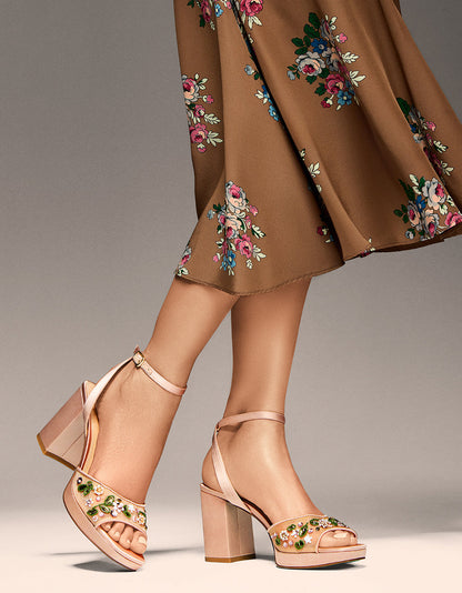 KIRRA NUDE Platform Strappy Square-Toe Block Heel | Betsey Johnson Customer Favorite
