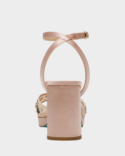 KIRRA NUDE Platform Strappy Square-Toe Block Heel | Betsey Johnson Customer Favorite