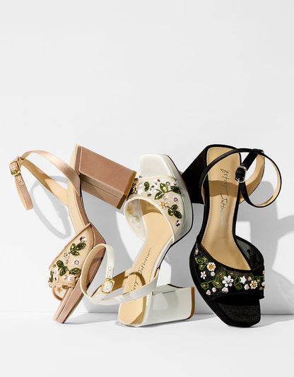 KIRRA NUDE Platform Strappy Square-Toe Block Heel | Betsey Johnson Customer Favorite