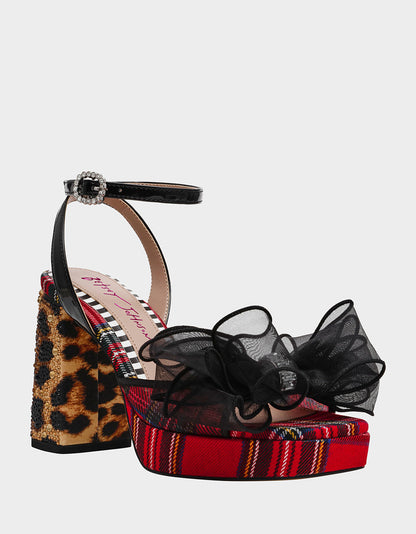 PALLOMA RED PLAID Women's Platform Block Heel | Betsey Johnson Great Value