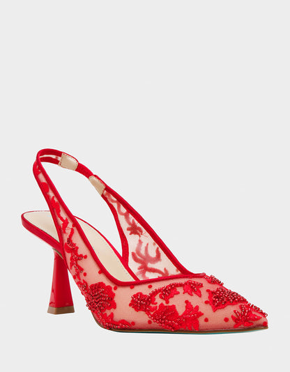 NIKKI RED Pointed Toe Slingback Heel | Betsey Johnson Best Price