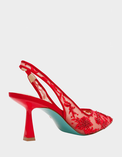 NIKKI RED Pointed Toe Slingback Heel | Betsey Johnson Best Price
