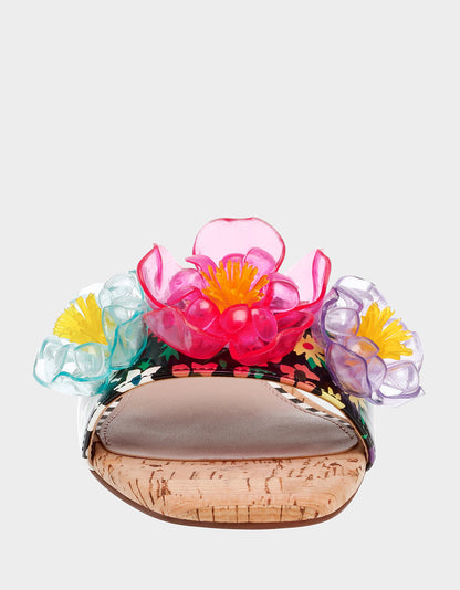 BRICE BLACK MULTI Floral Slide Sandal | Betsey Johnson Best Price