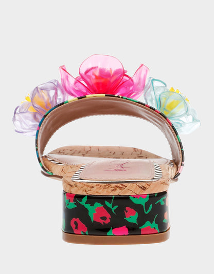 BRICE BLACK MULTI Floral Slide Sandal | Betsey Johnson Best Price