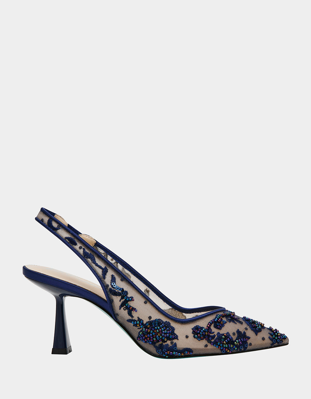 NIKKI NAVY Slingback Pointed Toe Heel | Betsey Johnson Value