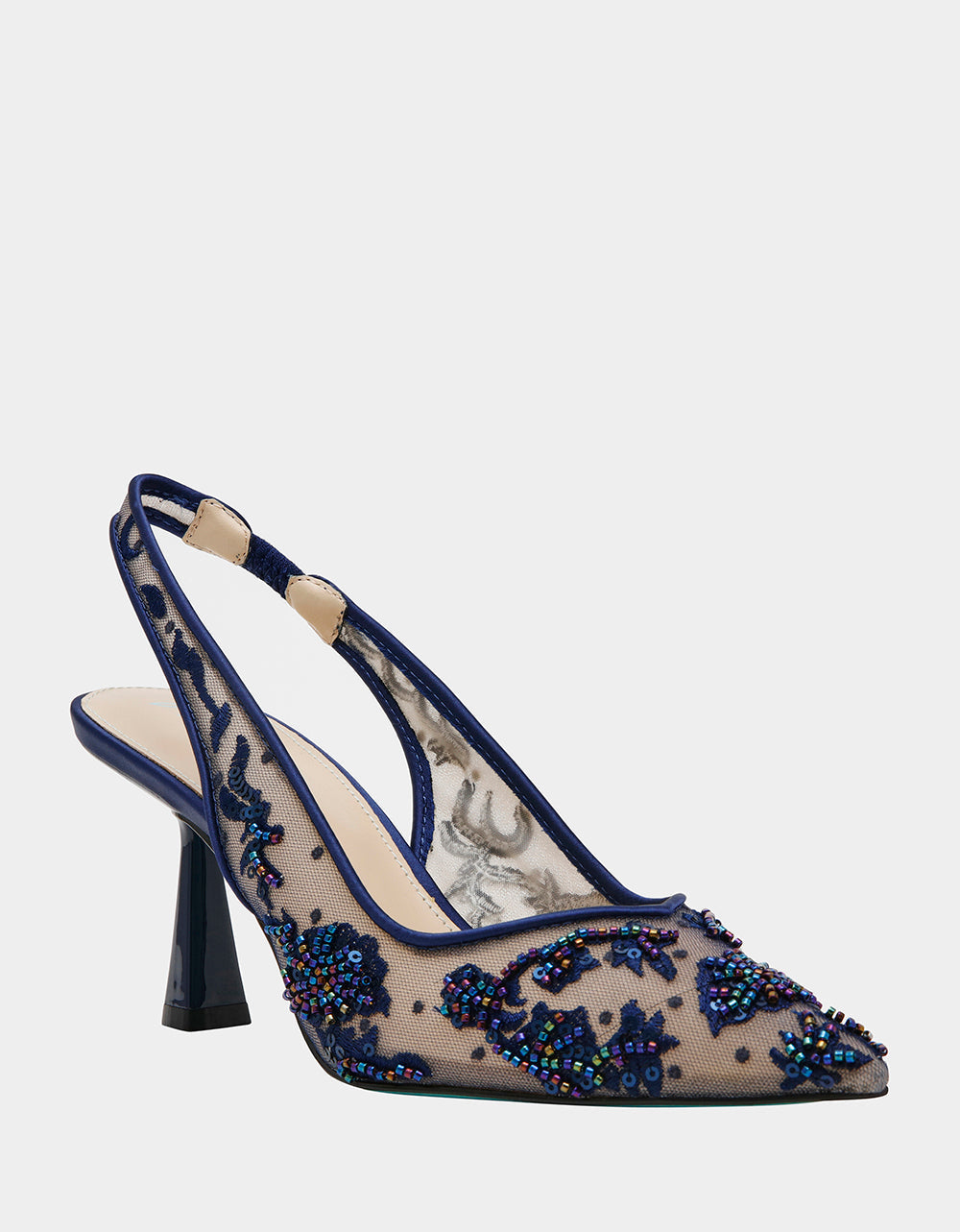 NIKKI NAVY Slingback Pointed Toe Heel | Betsey Johnson Value