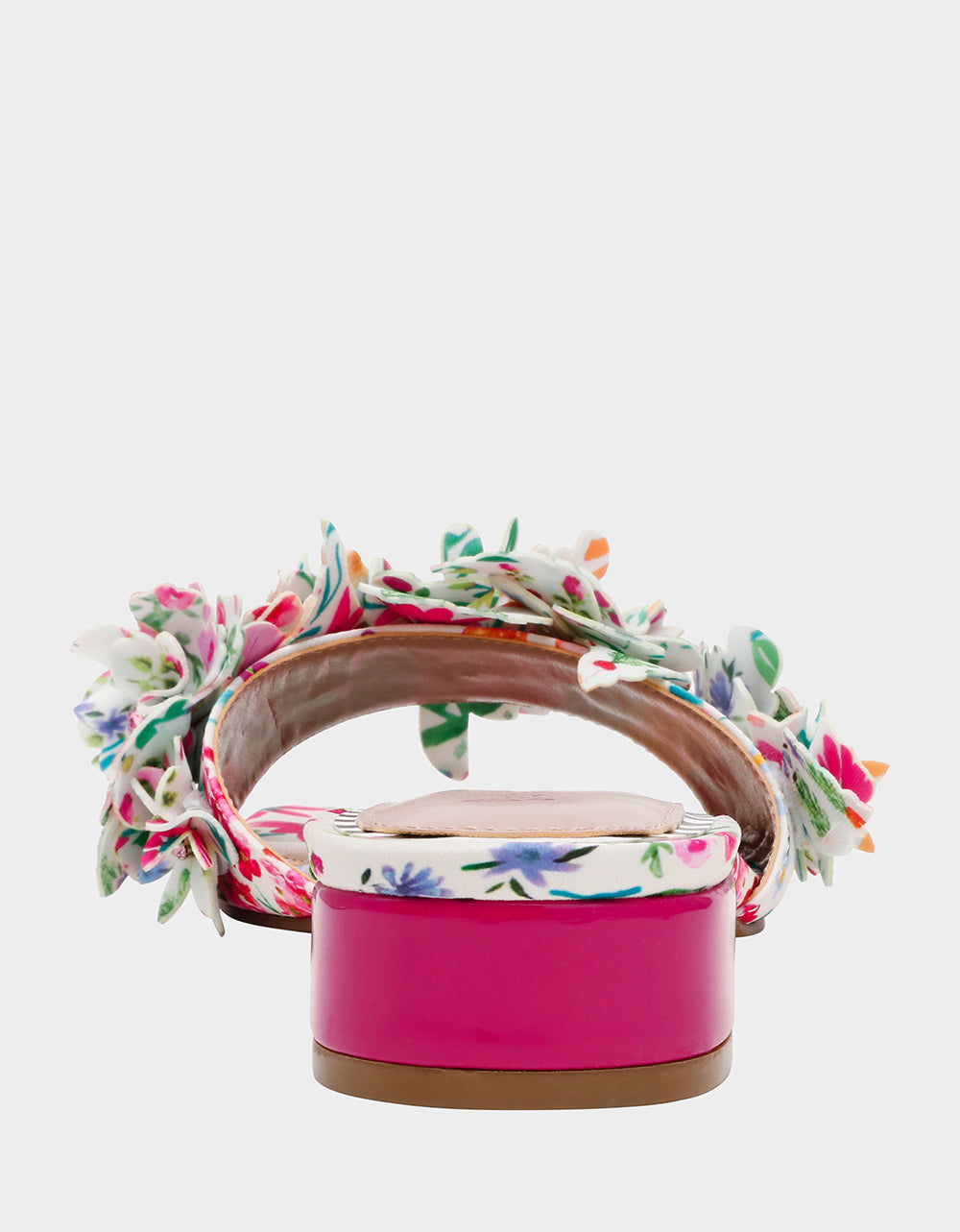 GLORRIA NATURAL FLORAL MULTI Women's Slip-On Low Block Heel Floral Sandal | Betsey Johnson Best Price