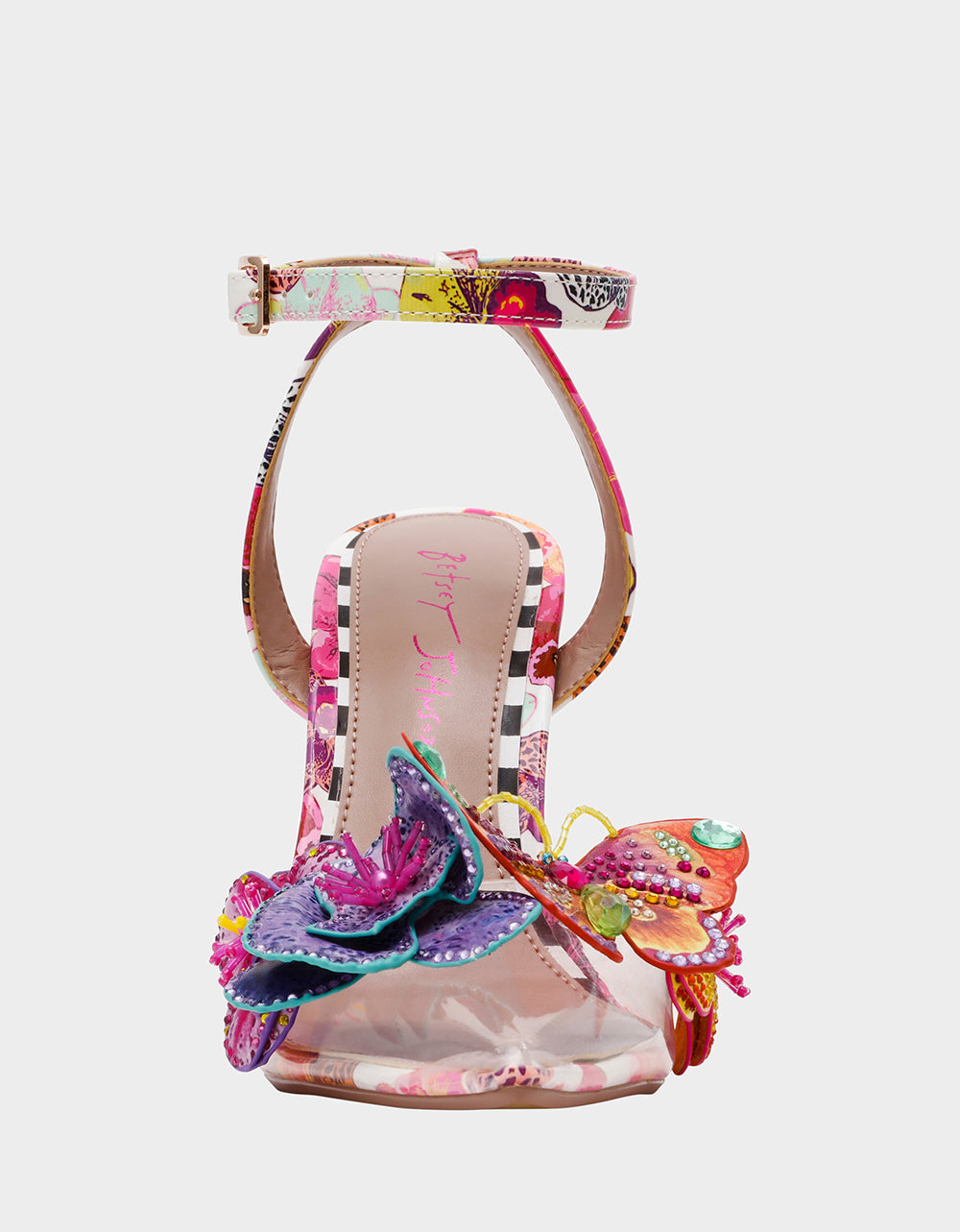 CHELSIE WHITE MULTI Women's Floral Butterfly Rhinestone Pump Heel | Betsey Johnson Discount
