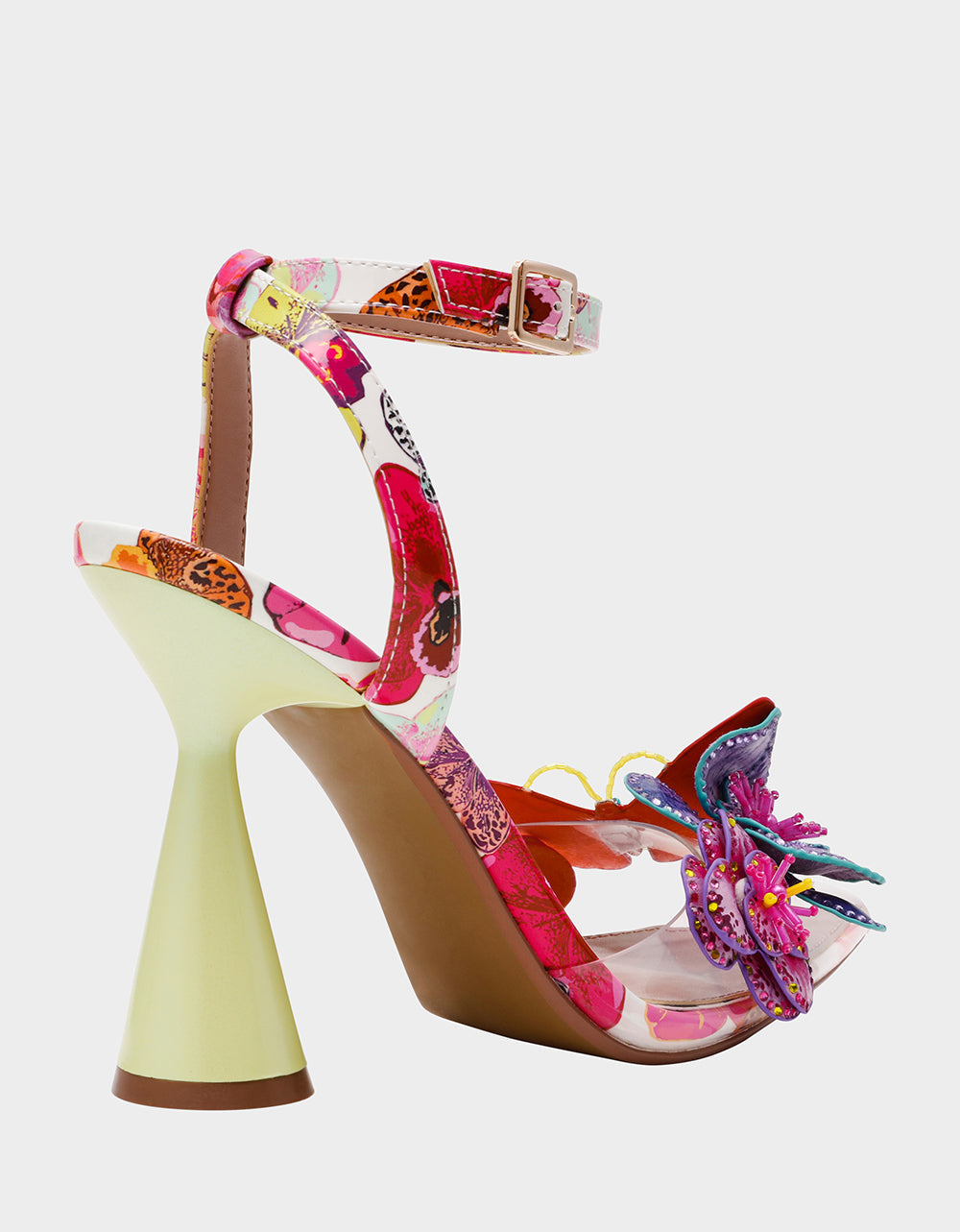 CHELSIE WHITE MULTI Women's Floral Butterfly Rhinestone Pump Heel | Betsey Johnson Discount