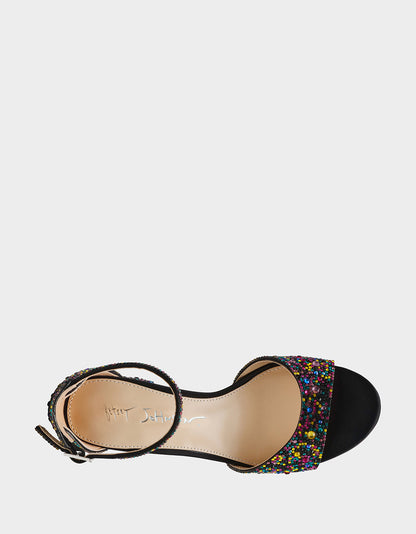 KAMI BLACK MULTI Block Heel Open Toe Women's Heel | Betsey Johnson Special Offer