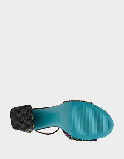 KAMI BLACK MULTI Block Heel Open Toe Women's Heel | Betsey Johnson Special Offer