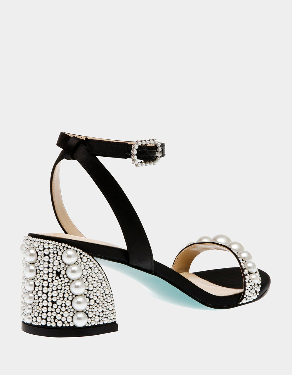 TINA BLACK Pearl Block Heel Sandal | Betsey Johnson Value