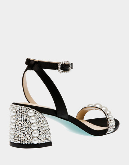 TINA BLACK Pearl Block Heel Sandal | Betsey Johnson Value