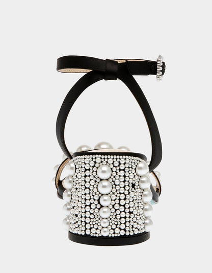 TINA BLACK Pearl Block Heel Sandal | Betsey Johnson Value
