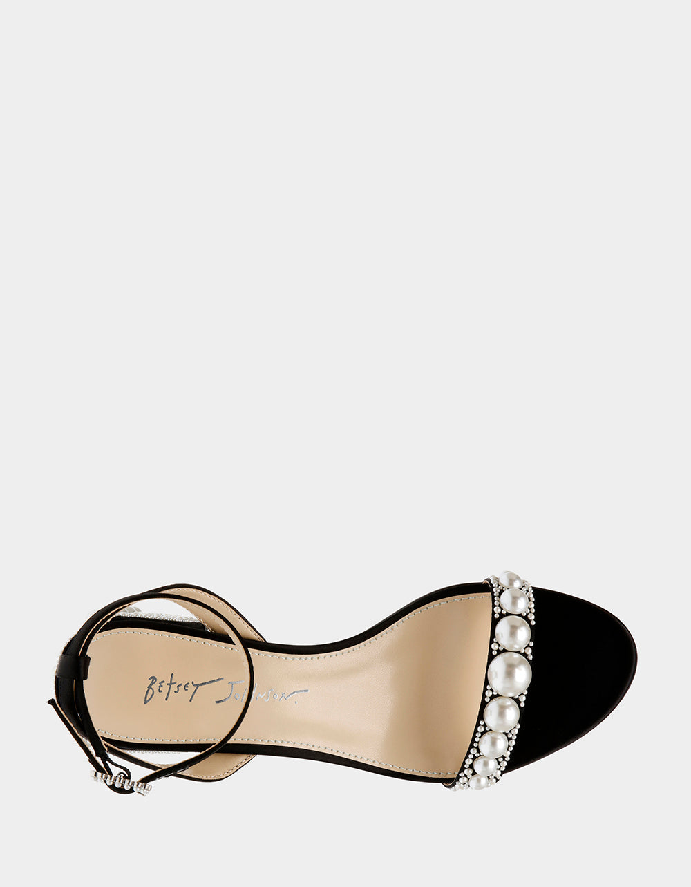 TINA BLACK Pearl Block Heel Sandal | Betsey Johnson Value