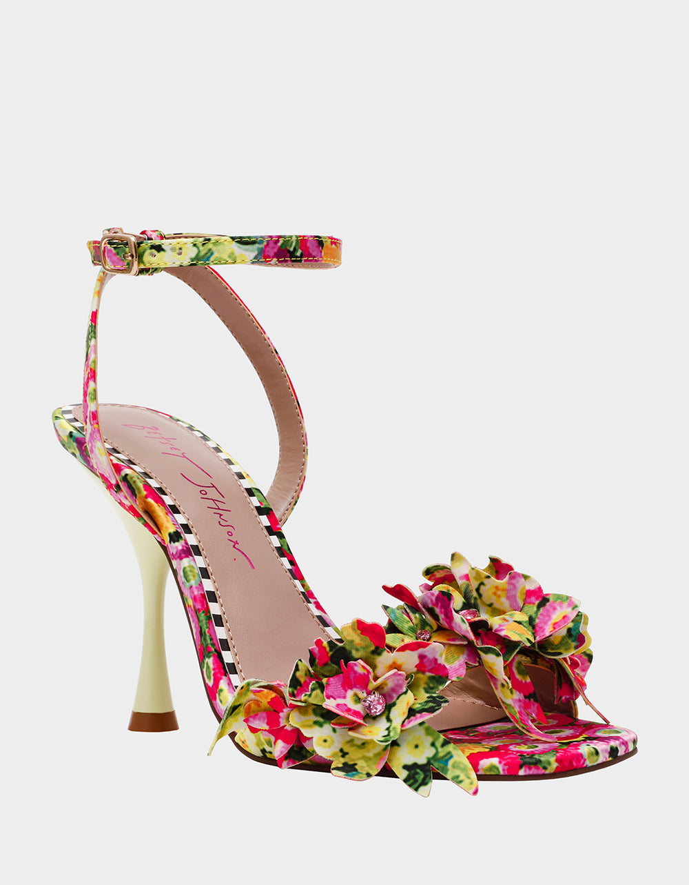 HILLEY GREEN FLORAL MULTI Women's Floral High Heel Stiletto Sandal | Betsey Johnson Everyday