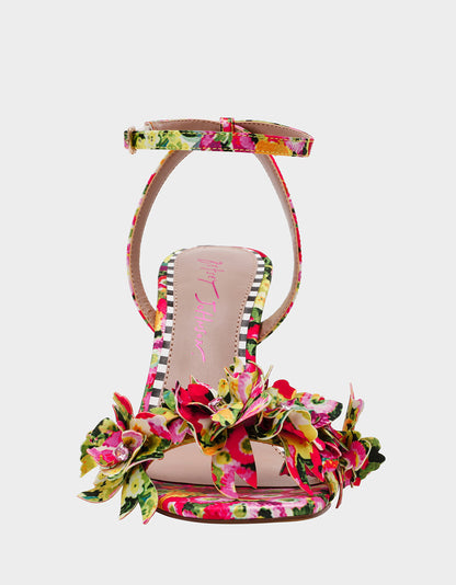 HILLEY GREEN FLORAL MULTI Women's Floral High Heel Stiletto Sandal | Betsey Johnson Everyday