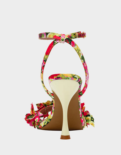 HILLEY GREEN FLORAL MULTI Women's Floral High Heel Stiletto Sandal | Betsey Johnson Everyday