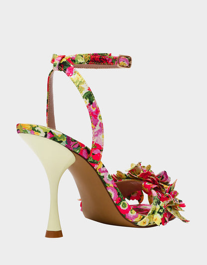 HILLEY GREEN FLORAL MULTI Women's Floral High Heel Stiletto Sandal | Betsey Johnson Everyday