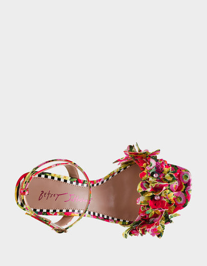 HILLEY GREEN FLORAL MULTI Women's Floral High Heel Stiletto Sandal | Betsey Johnson Everyday
