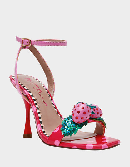 ADDISON Red/Pink Multi Women's Strappy Square-Toe Heel | Betsey Johnson Latest