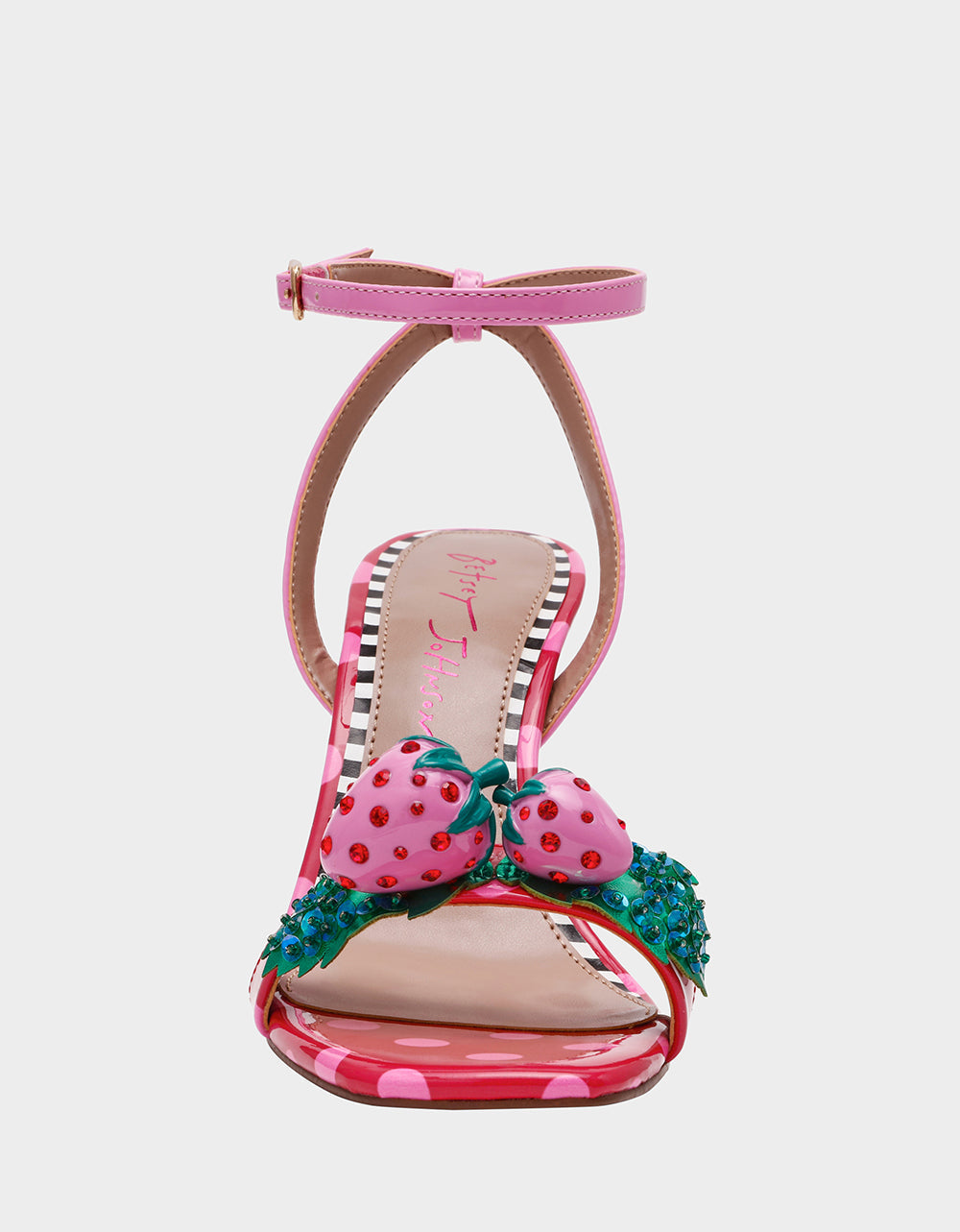 ADDISON Red/Pink Multi Women's Strappy Square-Toe Heel | Betsey Johnson Latest