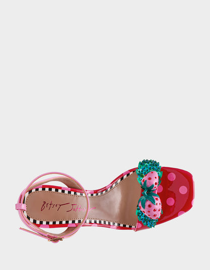 ADDISON Red/Pink Multi Women's Strappy Square-Toe Heel | Betsey Johnson Latest