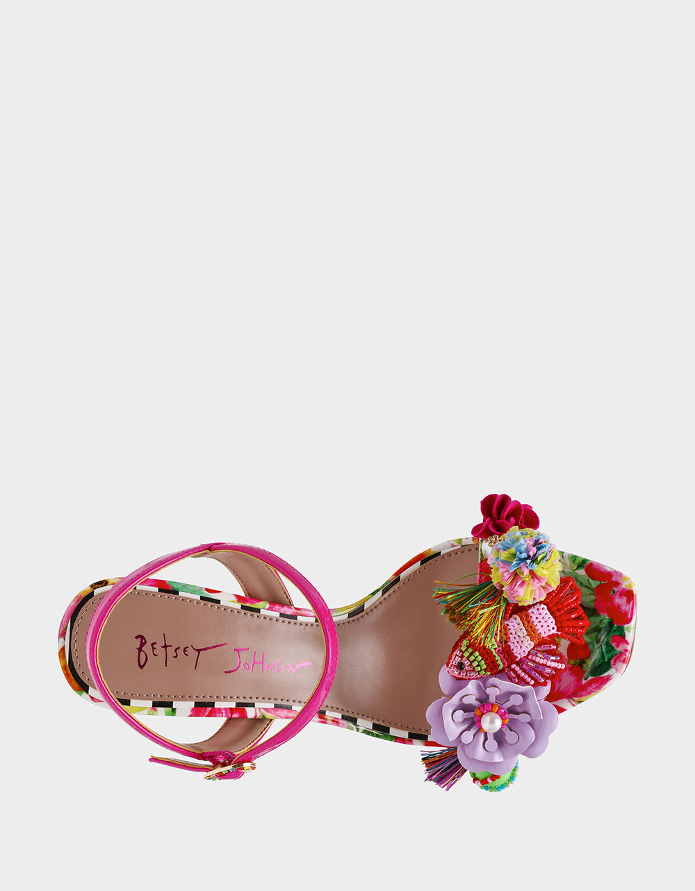 MASEN BRIGHT MULTI Women's Square-Toe Block Heel Floral Decal Heel | Betsey Johnson Special Offer