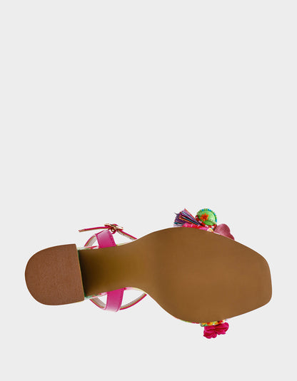 MASEN BRIGHT MULTI Women's Square-Toe Block Heel Floral Decal Heel | Betsey Johnson Special Offer