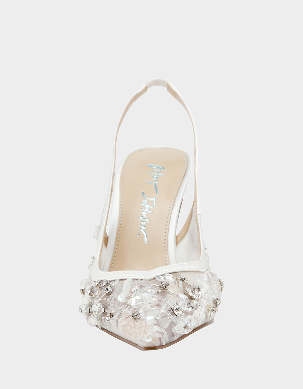 EDDIE IVORY Women's Floral Embellished Slingback Mesh High Heel | Betsey Johnson Deals