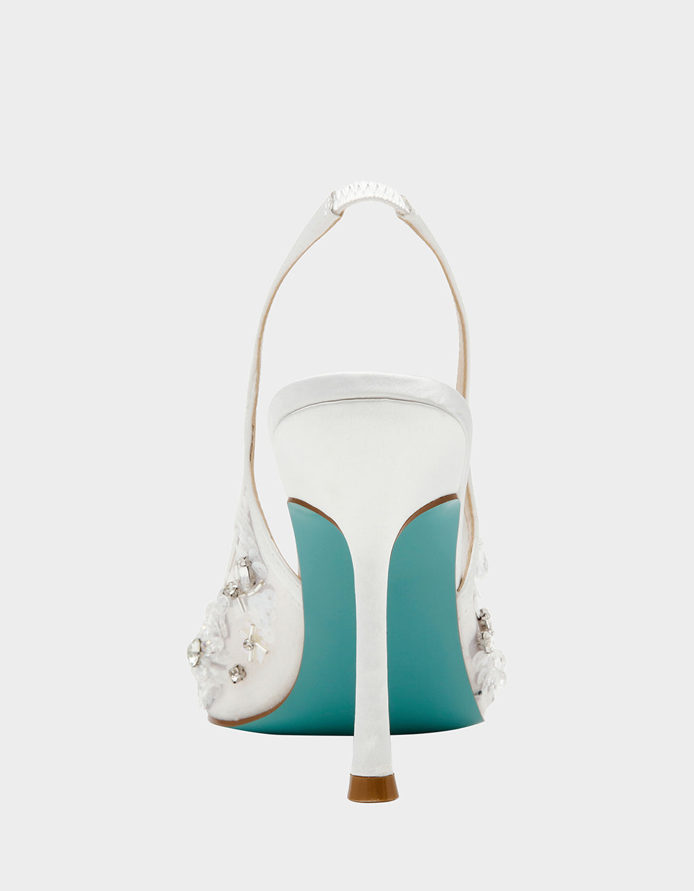 EDDIE IVORY Women's Floral Embellished Slingback Mesh High Heel | Betsey Johnson Deals